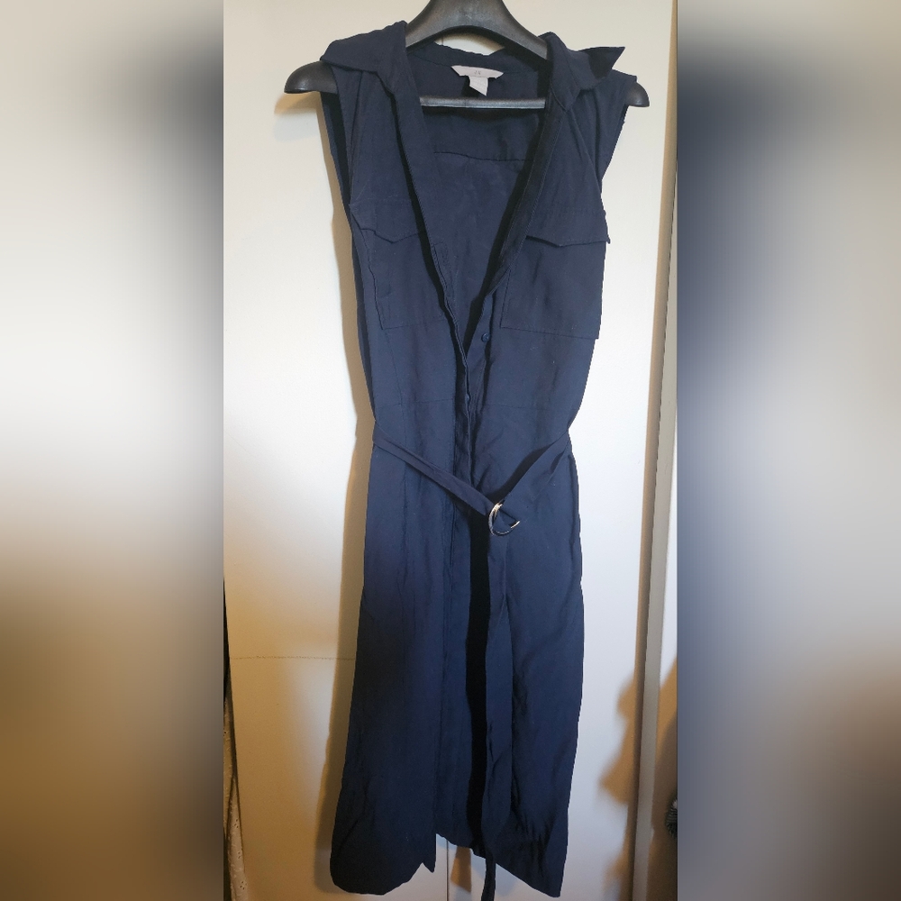 H&M Dark Blue Sleeveless Midi Dress